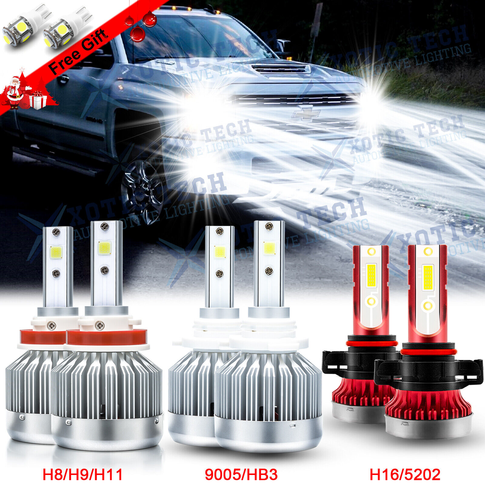 For Chevy Silverado 1500 2500 3500 2007-2015 6000K LED Headlight Fog Light Bulbs