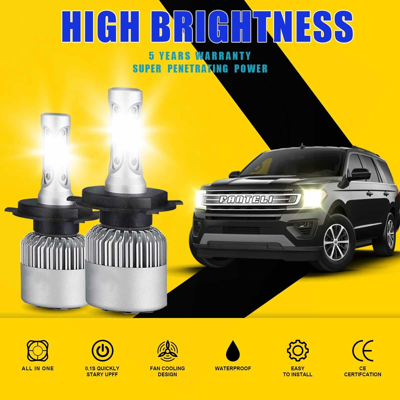 1850W 277500LM H4 HB2 9003 6000K White CREE LED Headlight Hi/Lo Power Bulbs Kit