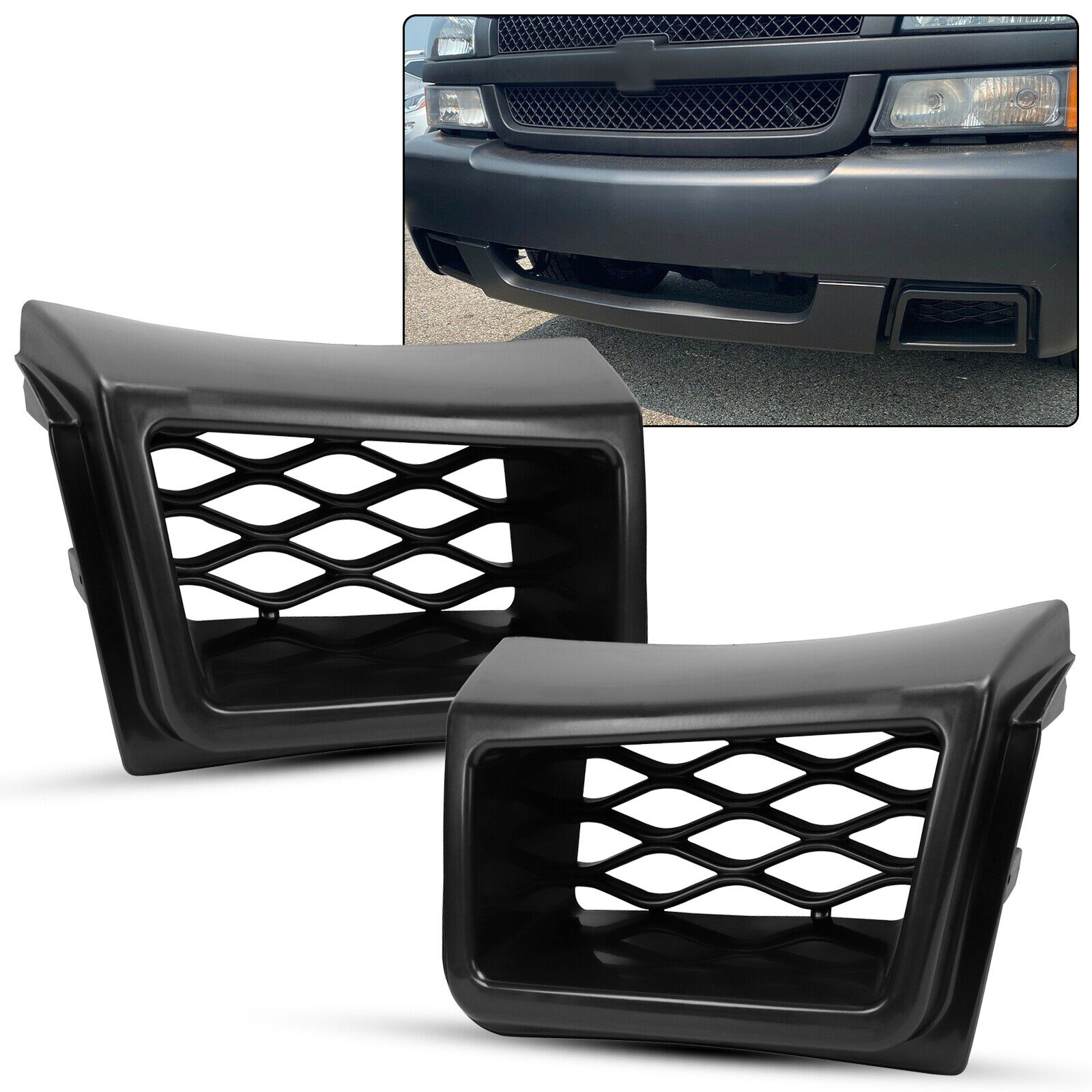 For 03-07 Chevrolet Silverado SS-Style Bumper Caliper Air Duct Set Grille Cover