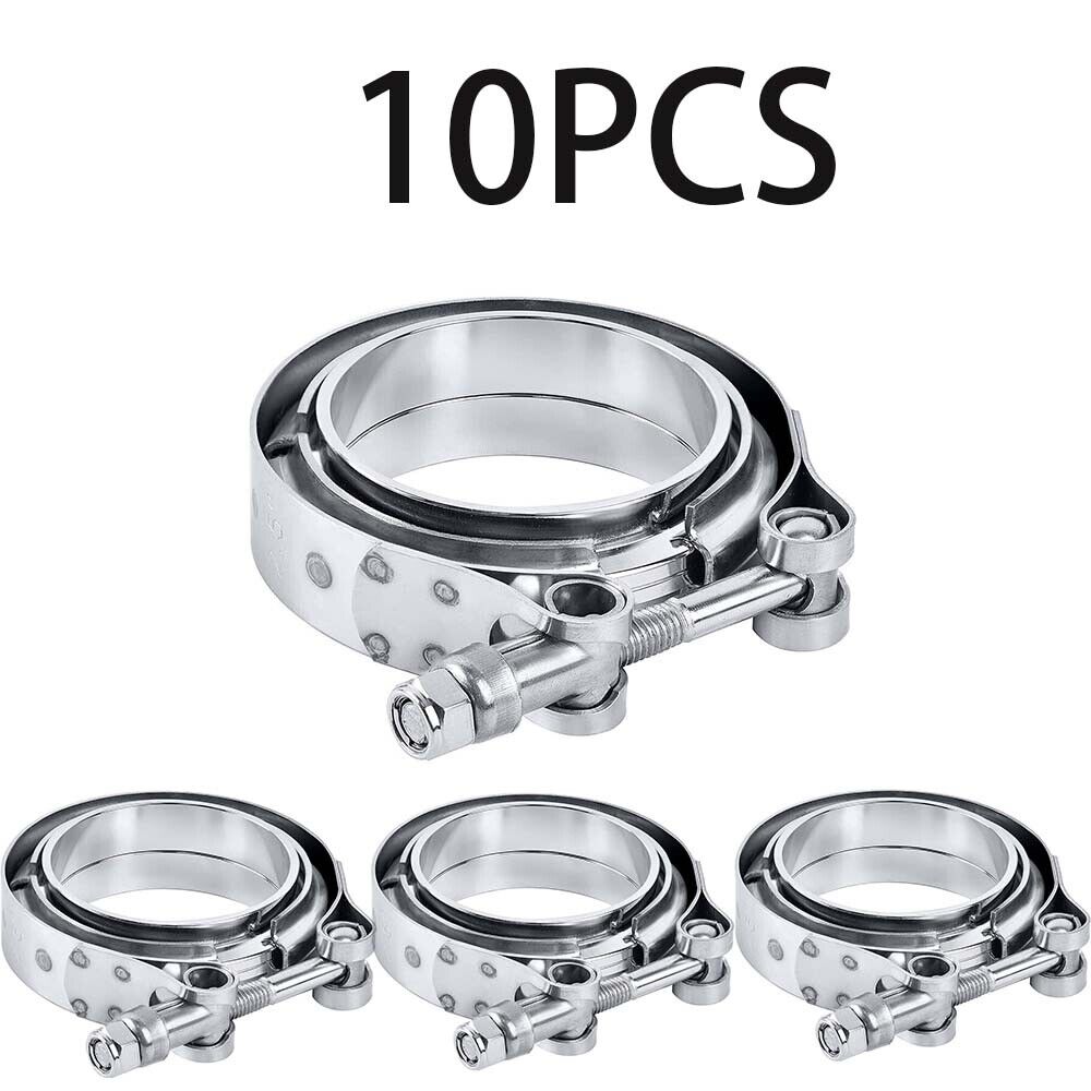 10X3\'\' Exhaust Pipe V-Band Clamp 304 Stainless Steel + Male & Female Flanges