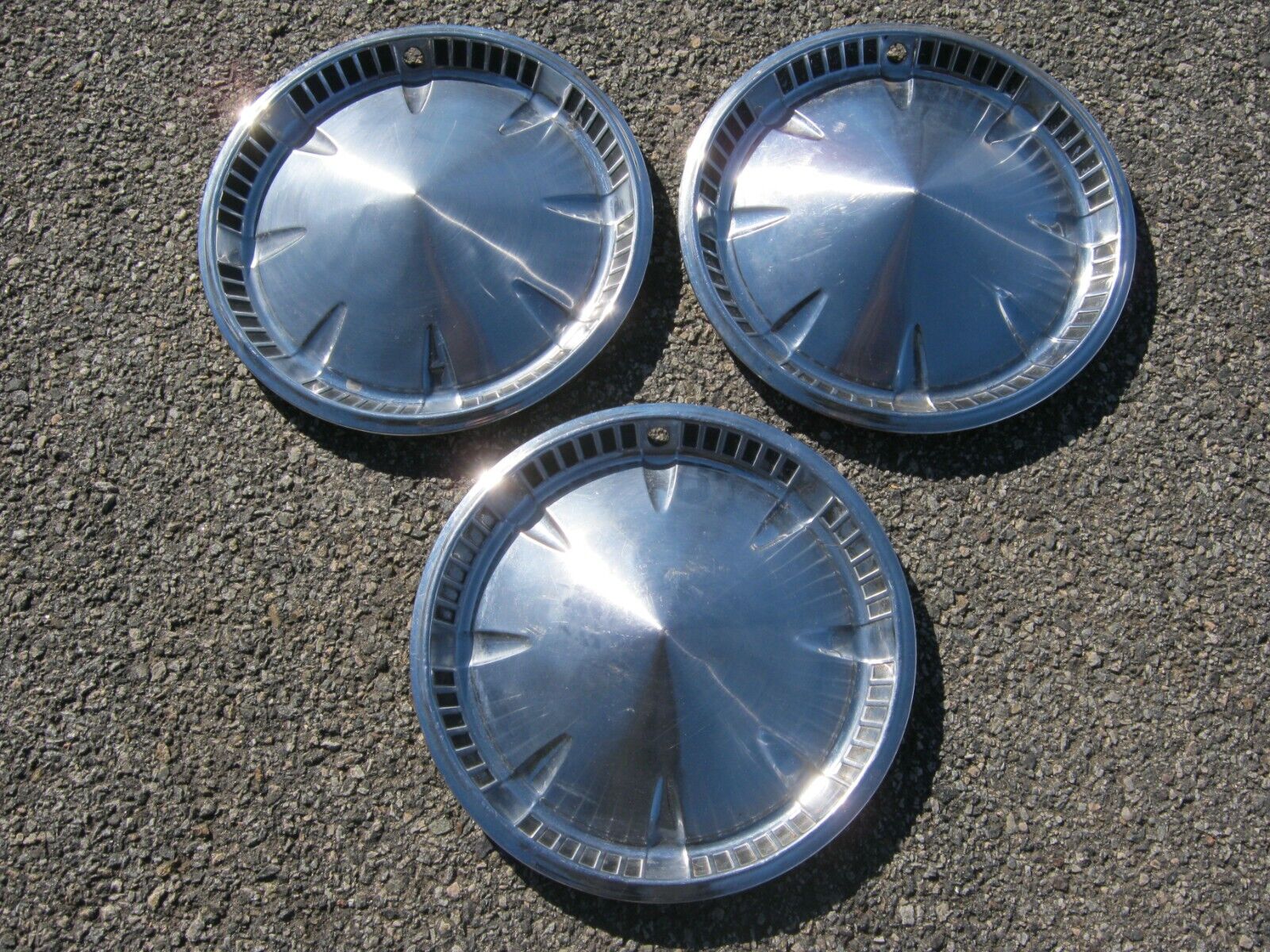 Lot of 3 factory 1959 Plymouth Fury Belvedere 14 inch hubcaps wheel covers
