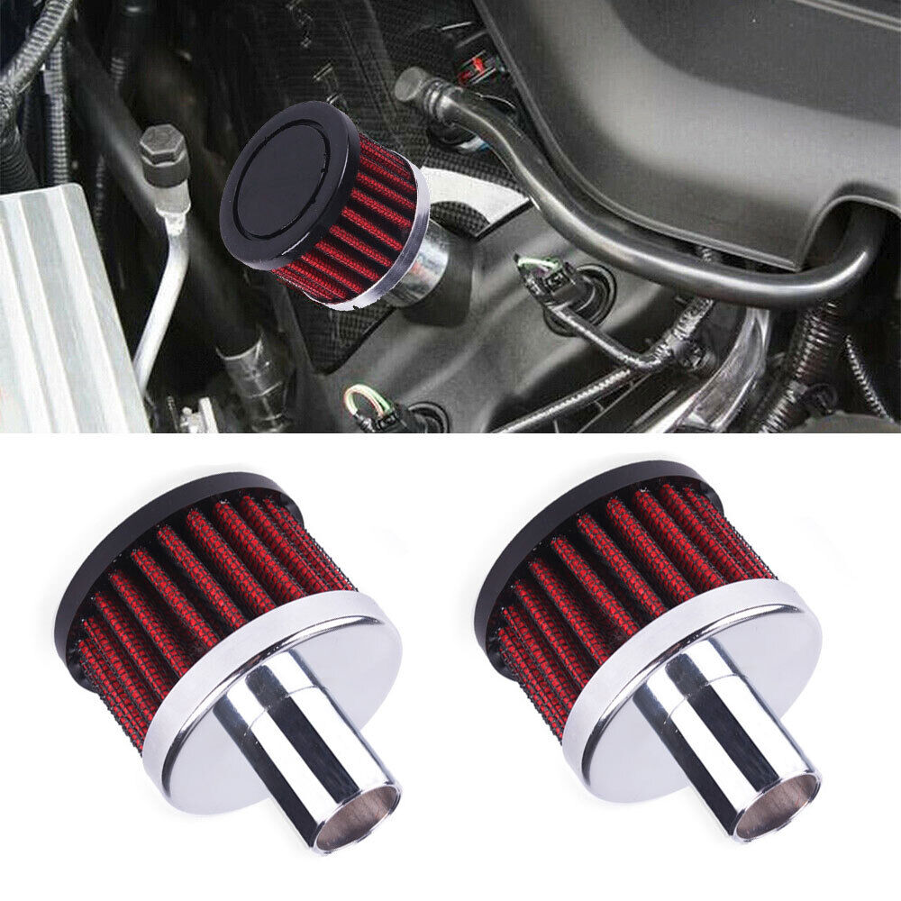 2x 19mm Car Red Cold Air Intake Filter Turbo Vent Crankcase Breather Valve Cover