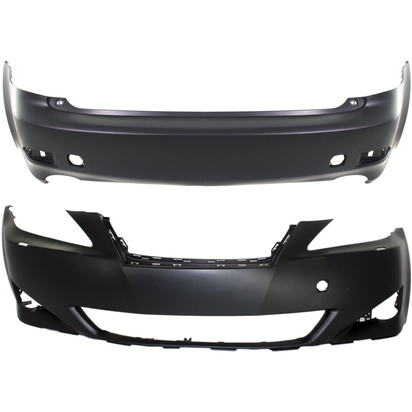 Front & Rear Bumper Cover Set For 2006-2008 Lexus IS250 w/ Headlight Washer Hole
