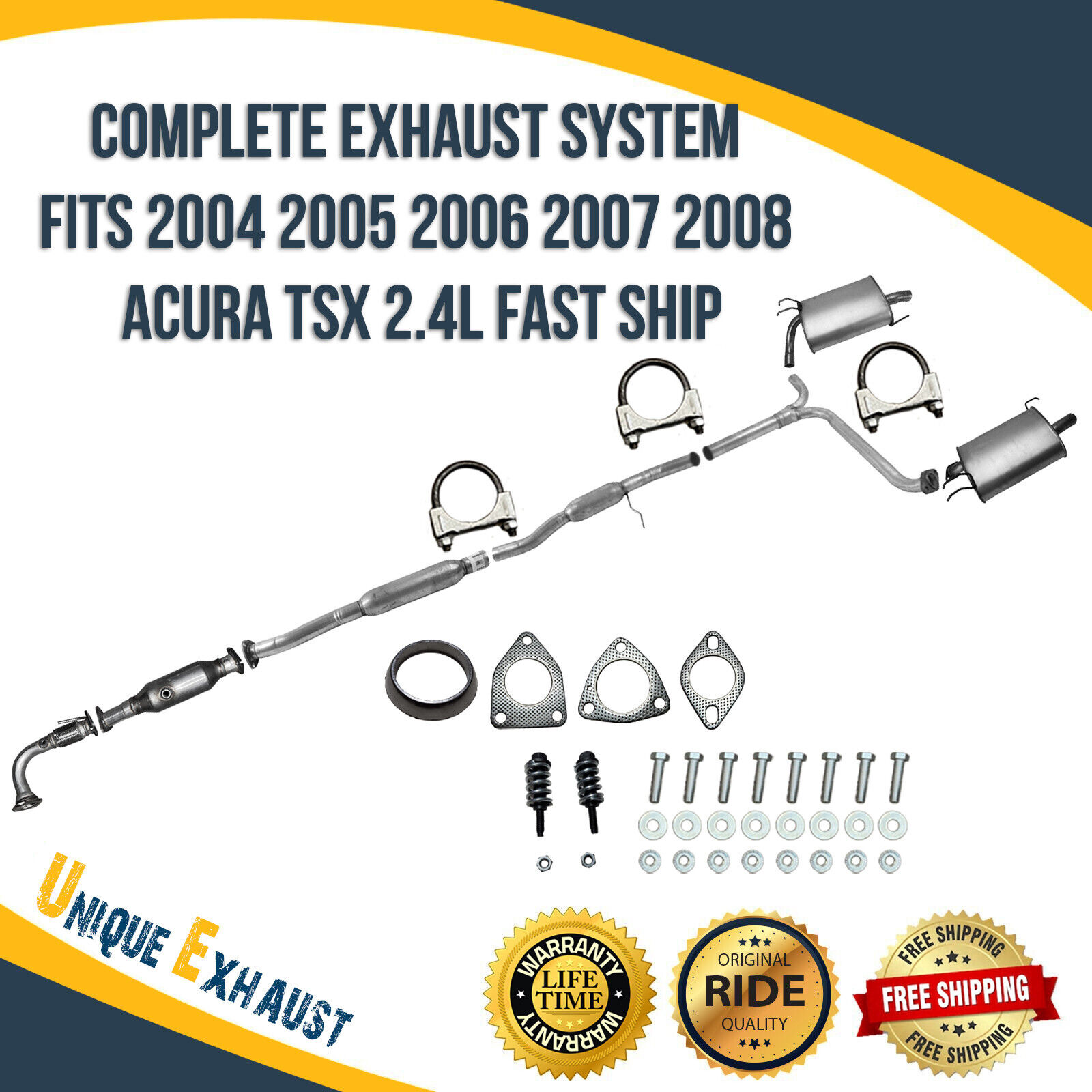 Complete Exhaust System Fits 2004 2005 2006 2007 2008 Acura TSX 2.4L Fast Ship