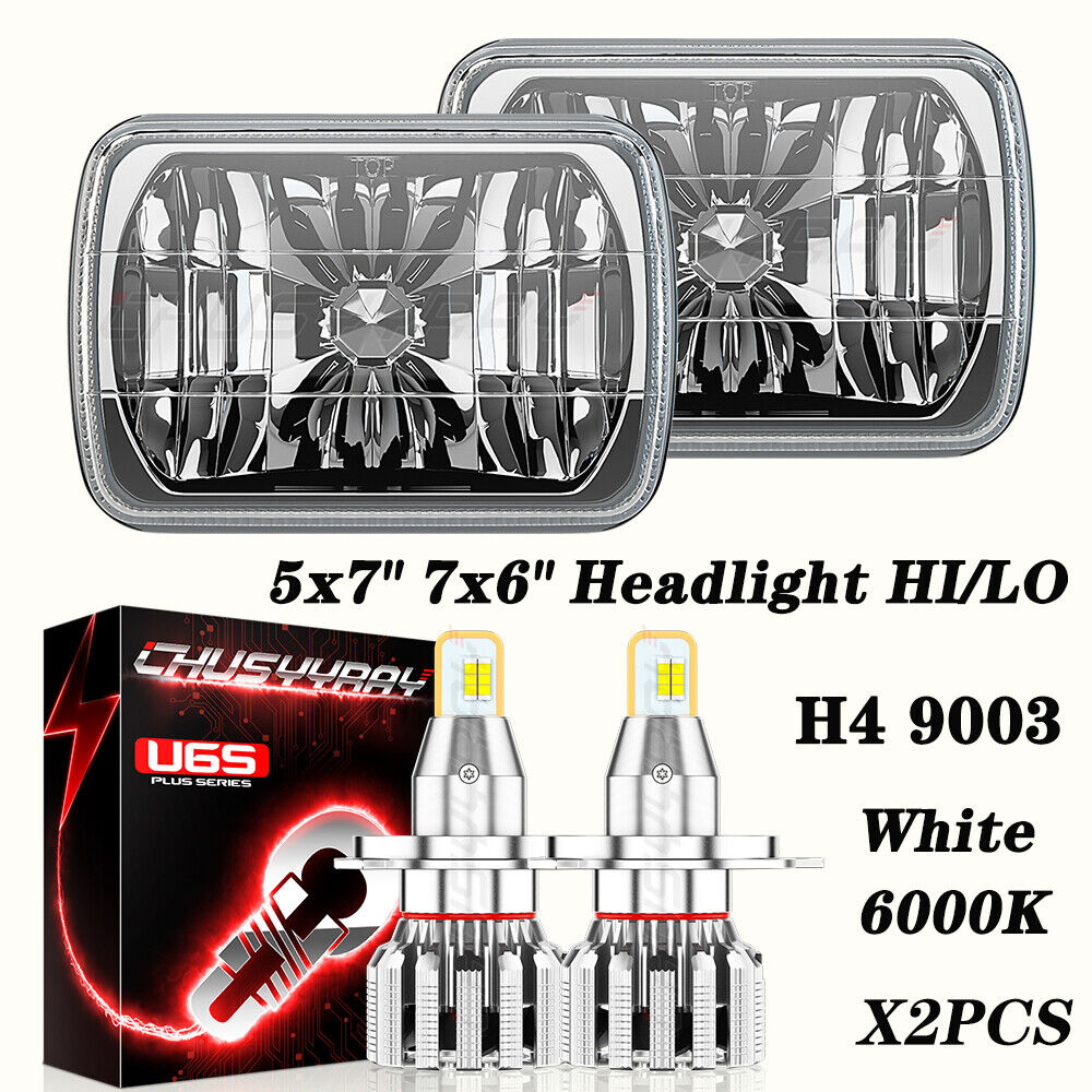 Pair 5x7'' 7x6'' Headlights Hi/Lo Sealed Beam For Dodge D150 D250 D350 Ram 50