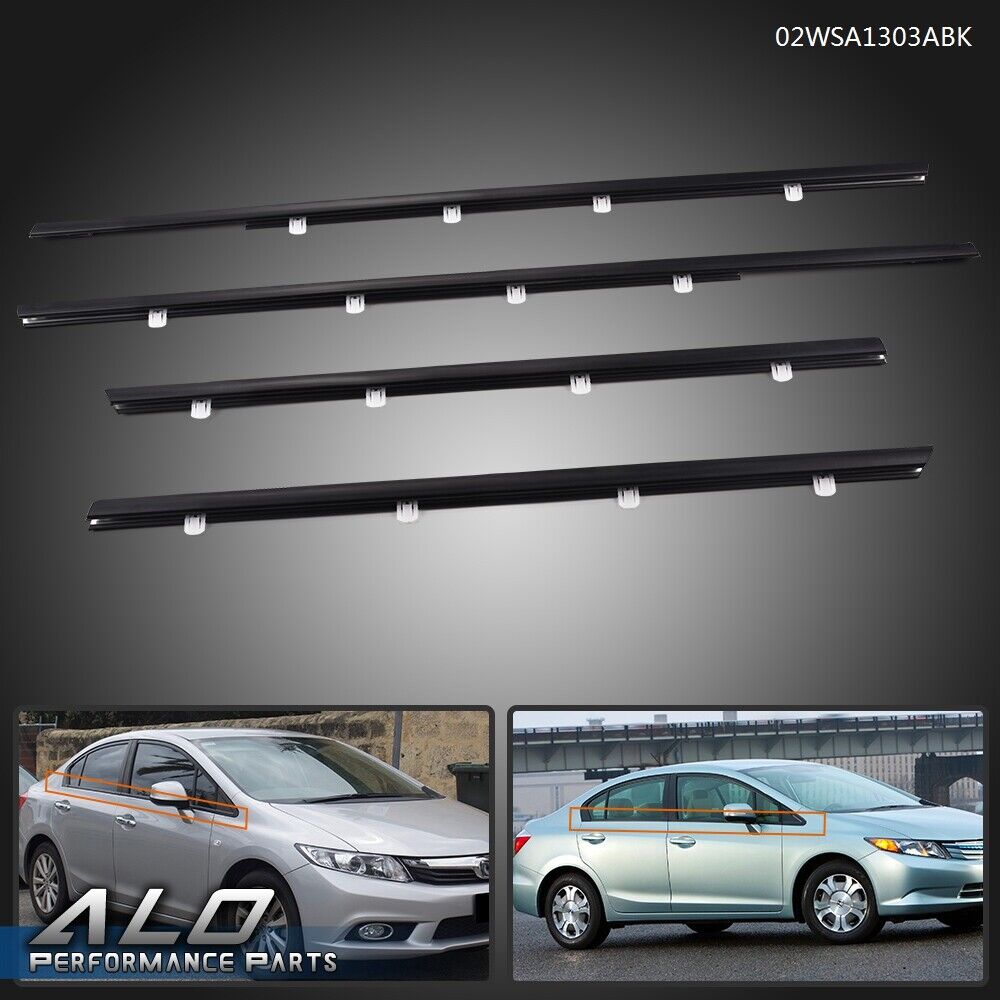 Fit For 2012-2015 Honda Civic Weatherstrip Window Moulding Trim Seal Belt 4pcs