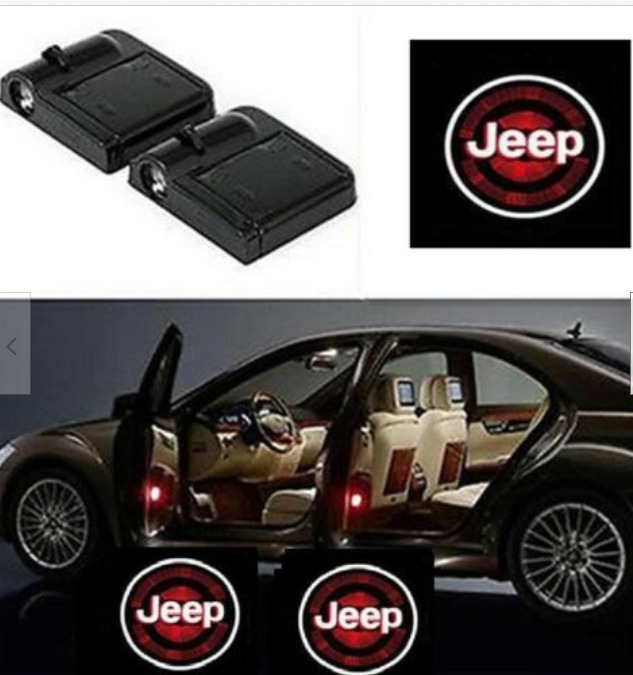2Pcs  WIRELESS LED Car Door Step Courtesy Shadow Laser Lights For JEEP LOGO