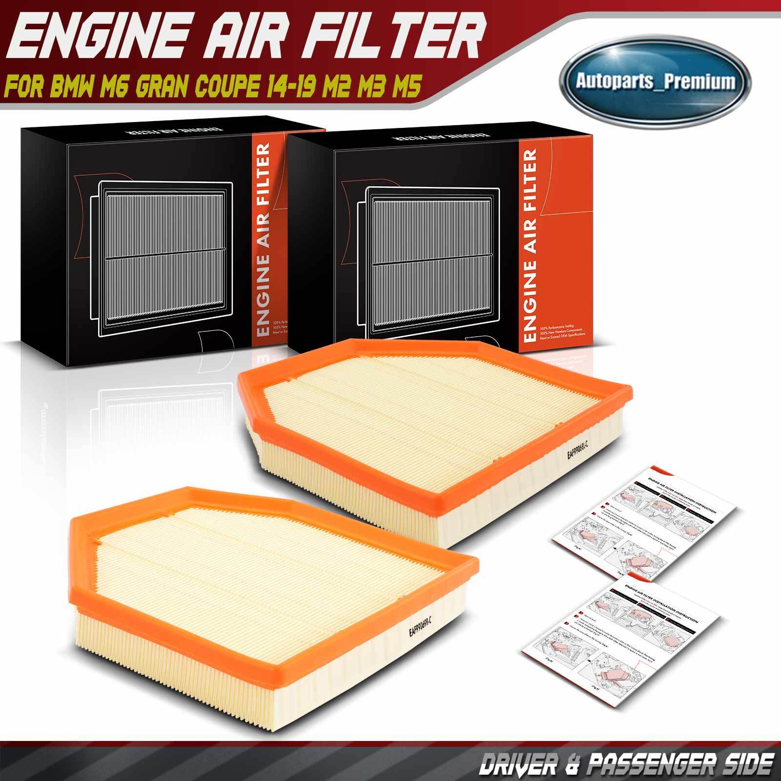 2x Left & Right Engine Air Filter for BMW M2 19-21 M3 15-18 M4 M5 M6 Gran Coupe
