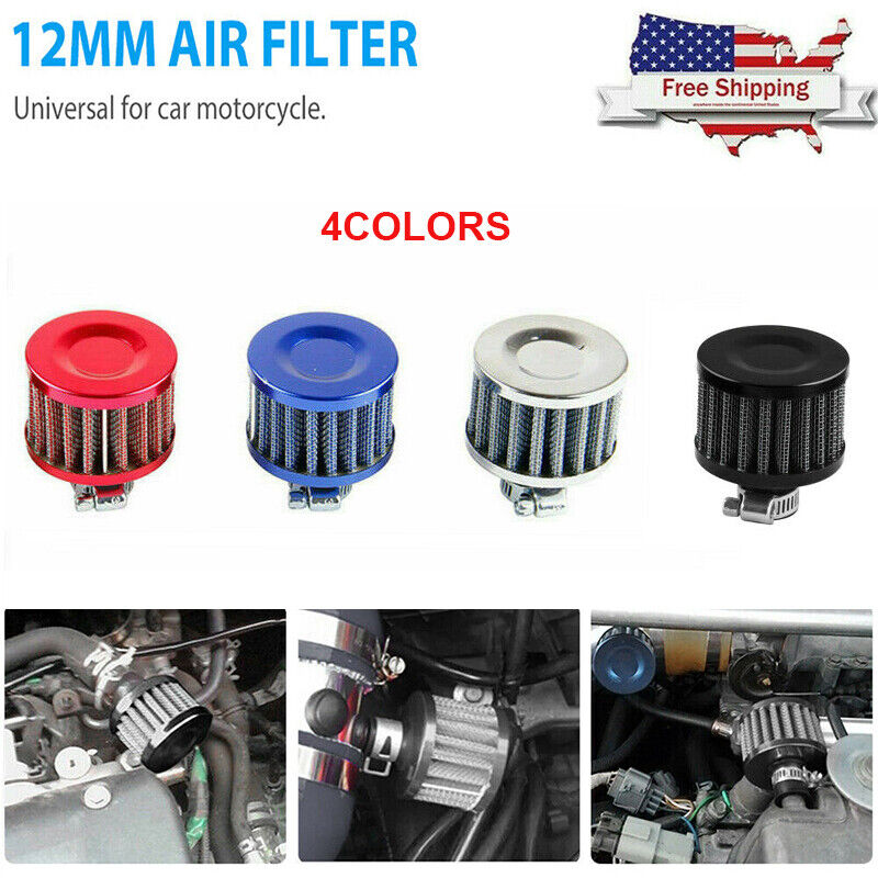 2PCS Motorcycle 12mm Cold Air Intake Filter Turbo Vent Crankcase Car Breather 