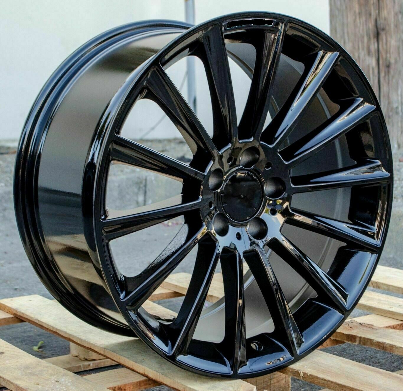 18x8 Gloss Black Wheels For Mercedes CLA250 C250 C300 C350 E350 E550 Rims Set 4