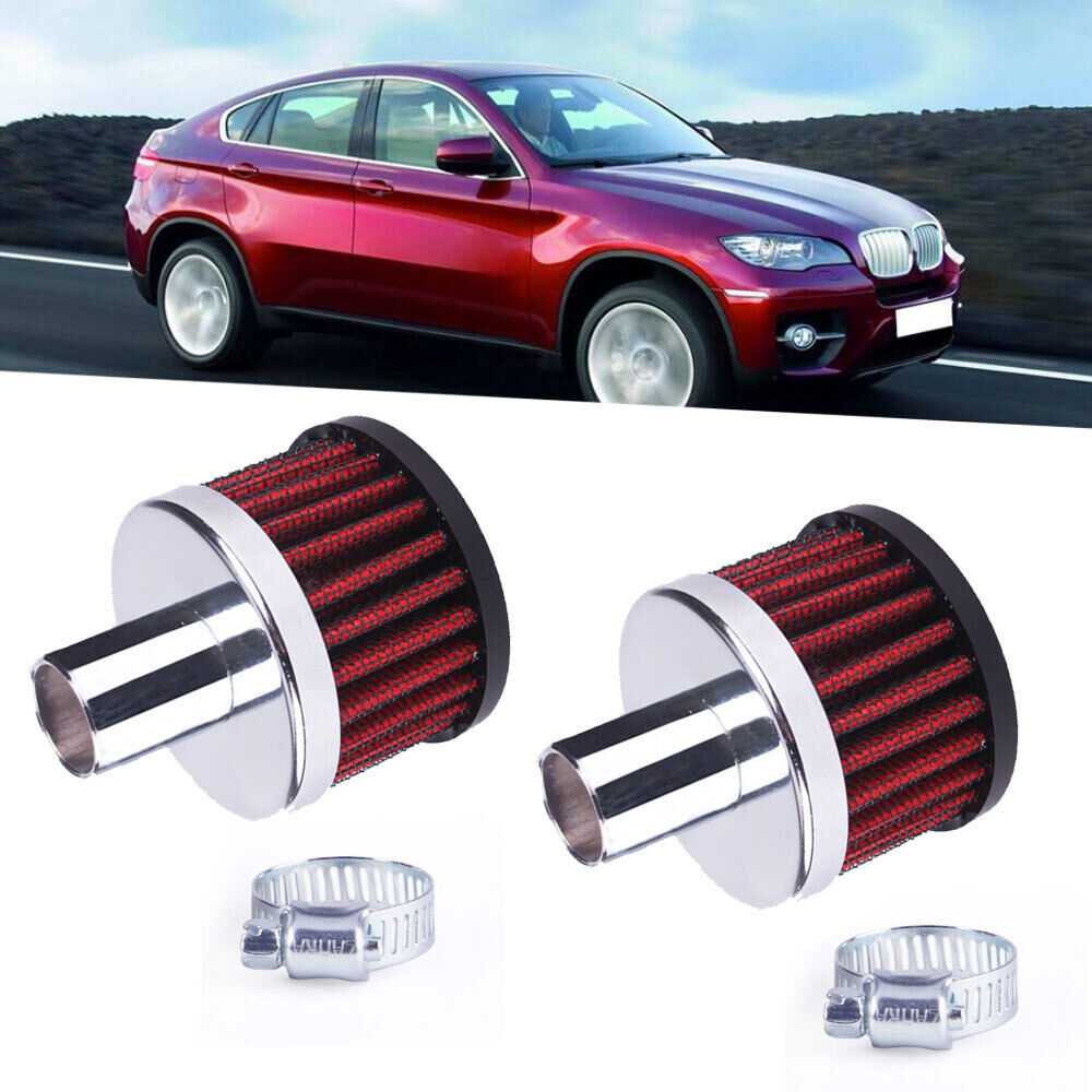 2x 19mm Cold Air Intake Filter Turbo Vent Crankcase Car Breather Valve Cover Red