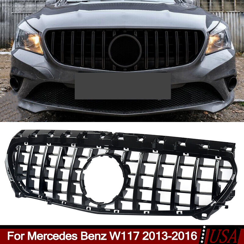 For Mercedes Benz W117 CLA45 AMG 2013-16 Gloss Black Front Bumper Racing Grille