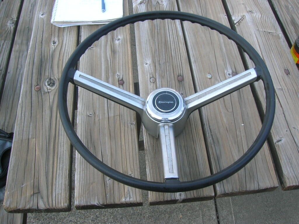 1967 Chevrolet Biscayne Impala Belair Steering Wheel Painted Center Hub ( BLACK)
