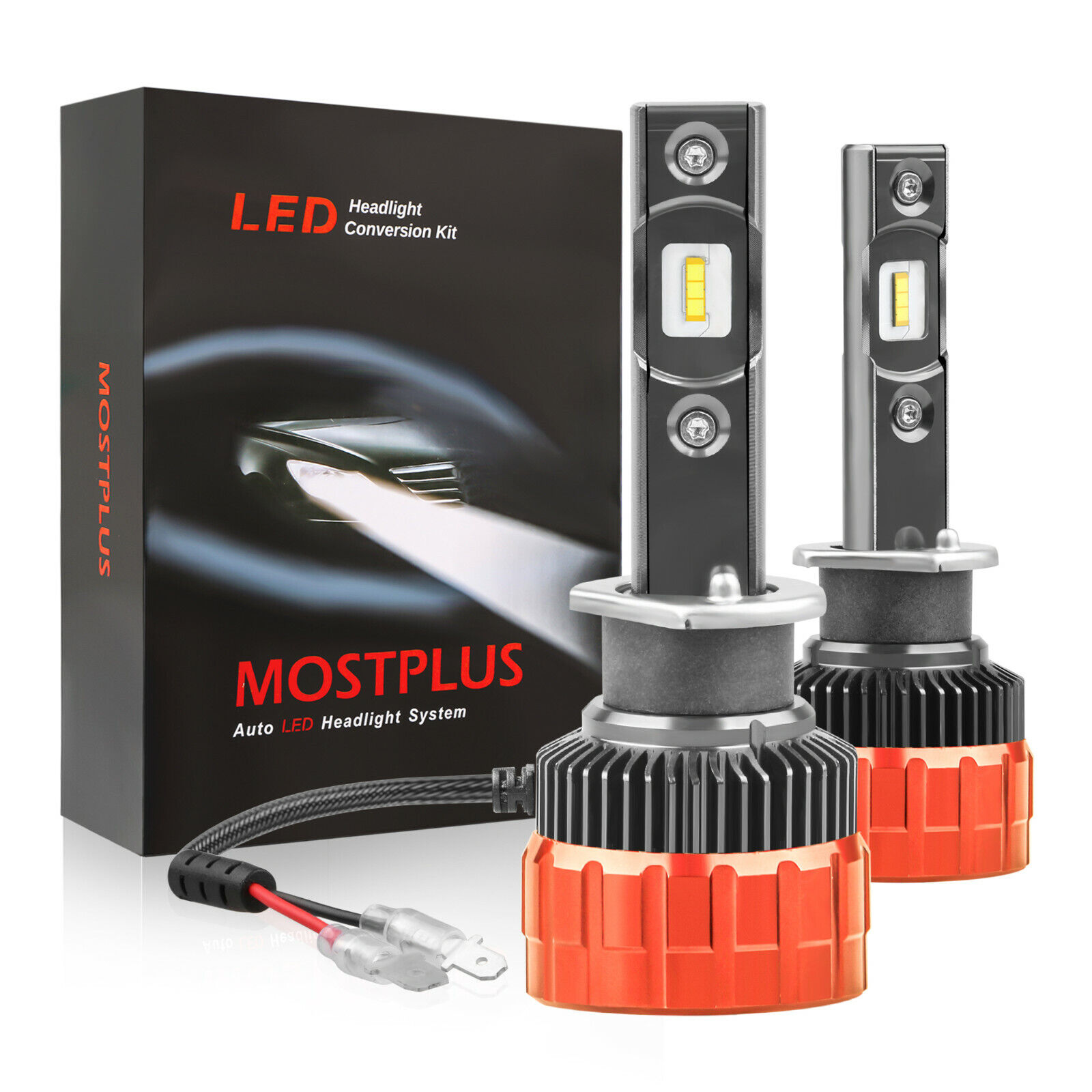 MOSTPLUS 8000LM 80W LED Headlight Kit H1 Bulbs 6000K White One Set