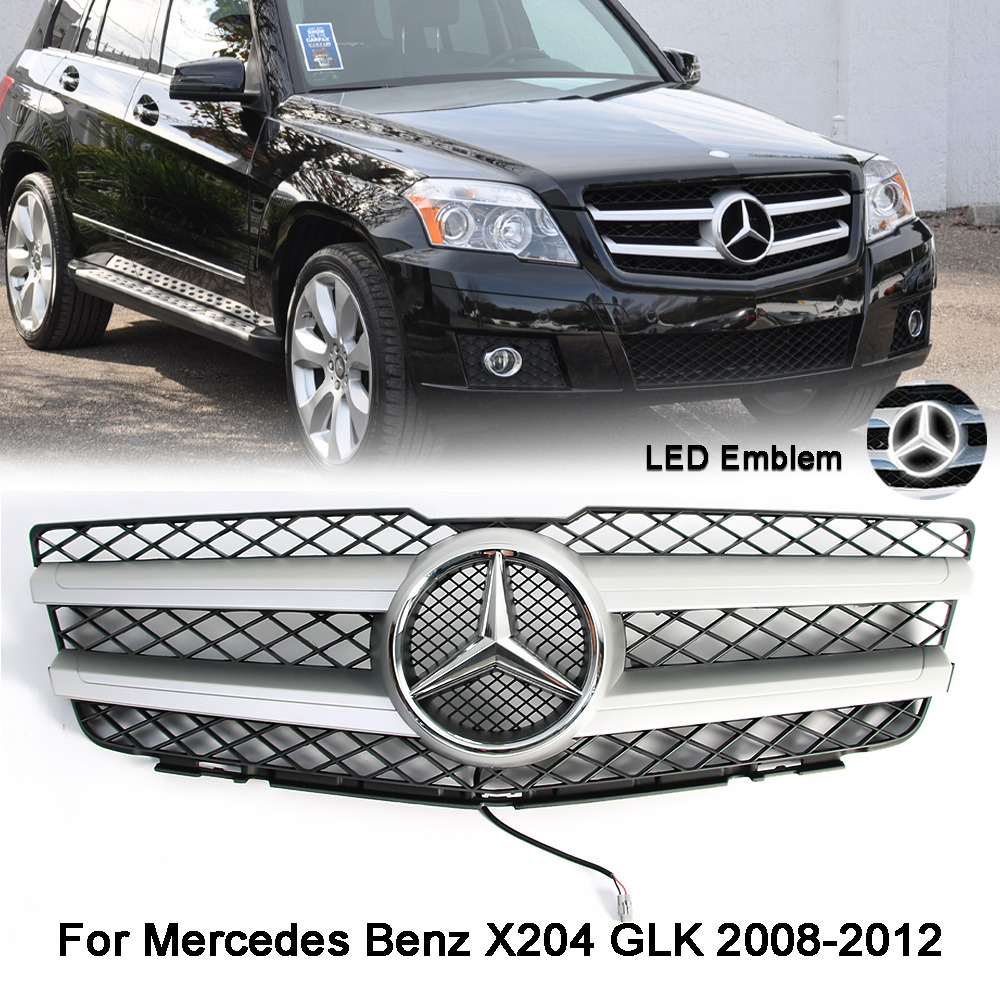 For Mercedes Benz GLK X204 GLK350 Grill 2008-2012 Front Grille w/LED Emblem