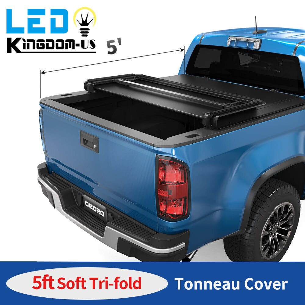 5FT 3-Fold Truck Bed Tonneau Cover For 2015-2023 Chevy Colorado GMC Canyon