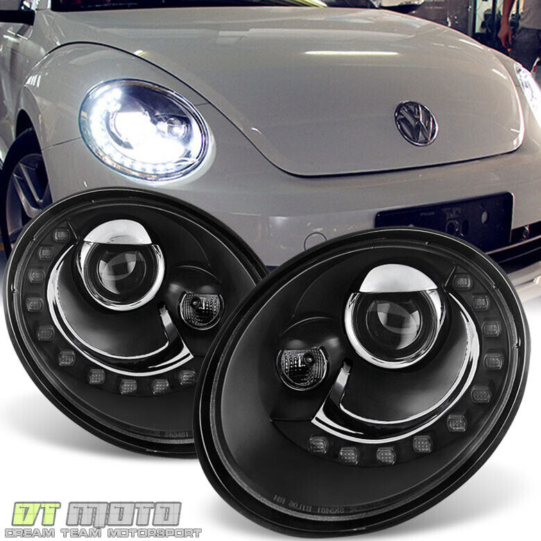2006-2010 VW Beetle Projector Headlights w/DRL LED Running Light Pair Left+Right