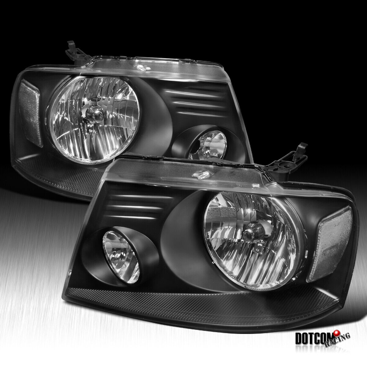 For 2004-2008 Ford F150 F-150 Pickup Headlights Head Lamps Black Left+Right