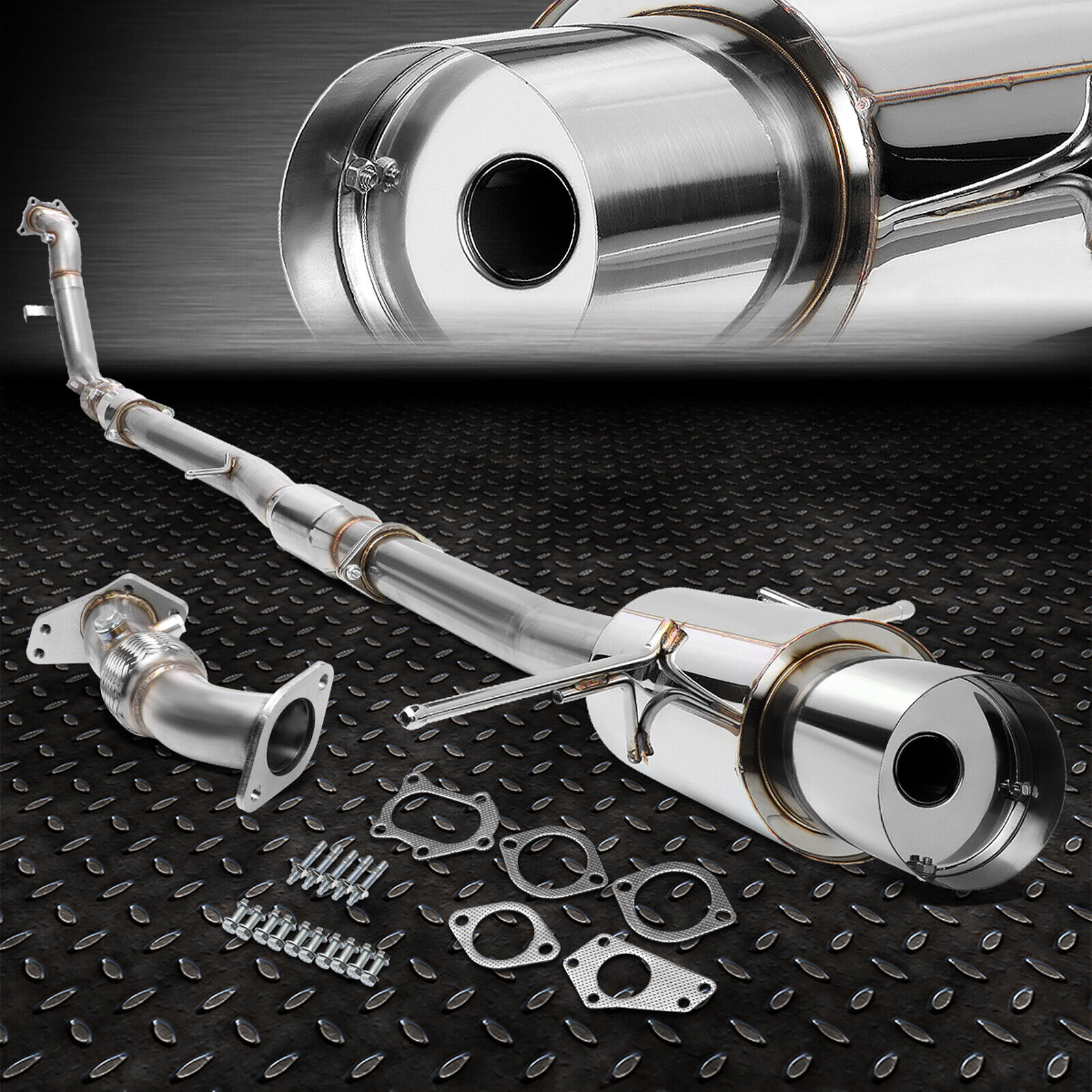 STAINLESS TURBO CAT BACK EXHAUST FLEX 4.5