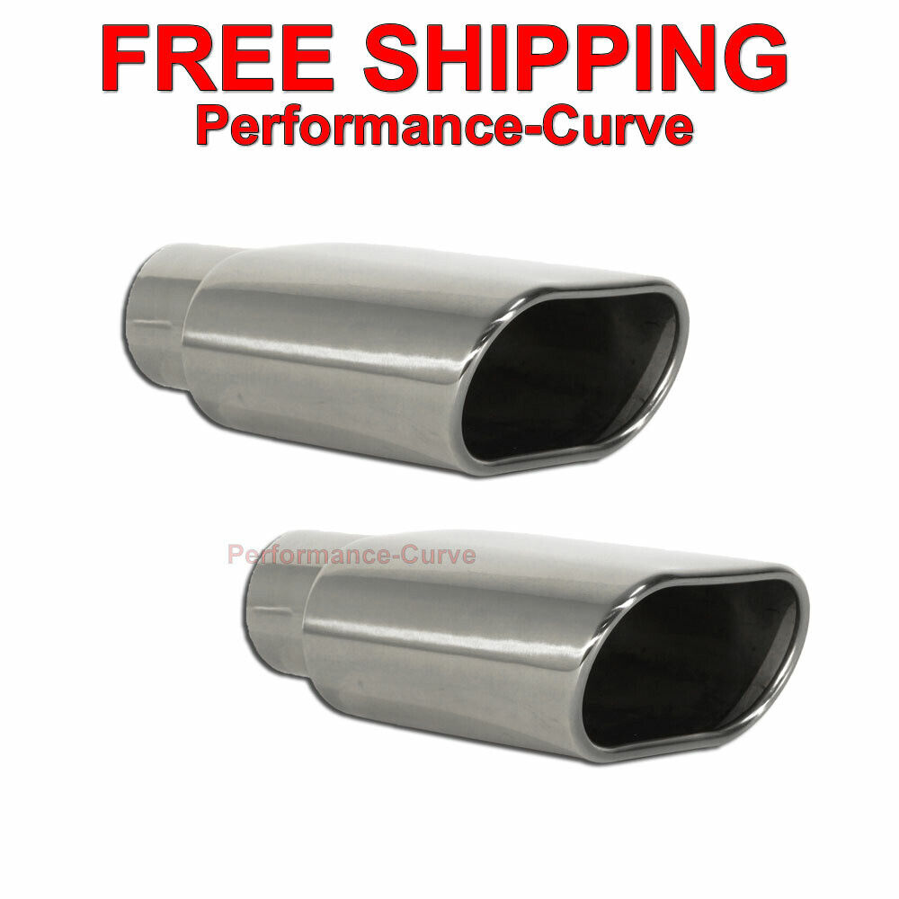 Pair Stainless Steel Exhaust Tip Rolled Oval 2.25