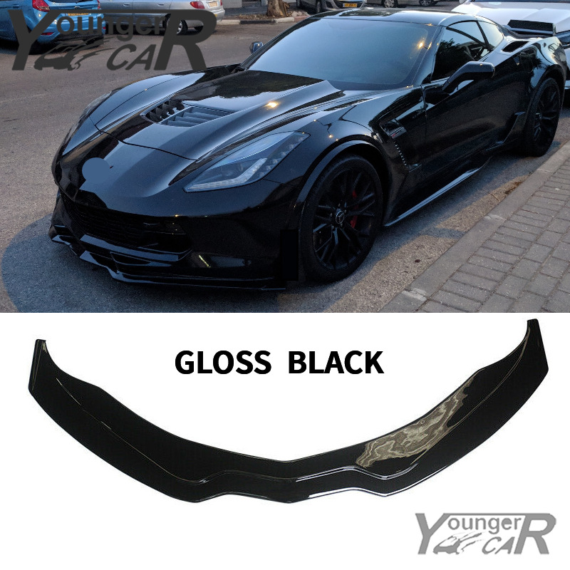 Front Bumper Lip Fits 2014-2019 Corvette C7 Z06 STG Stage Splitter Gloss Black