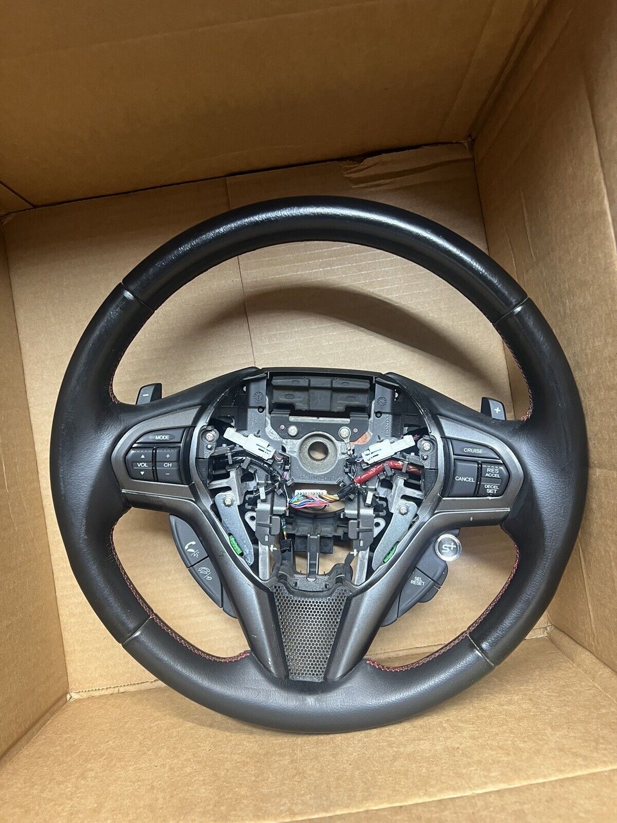 2011-2015 HONDA CR-Z CRZ STEERING WHEEL WITH SWITCHES Red Stitching ￼leather