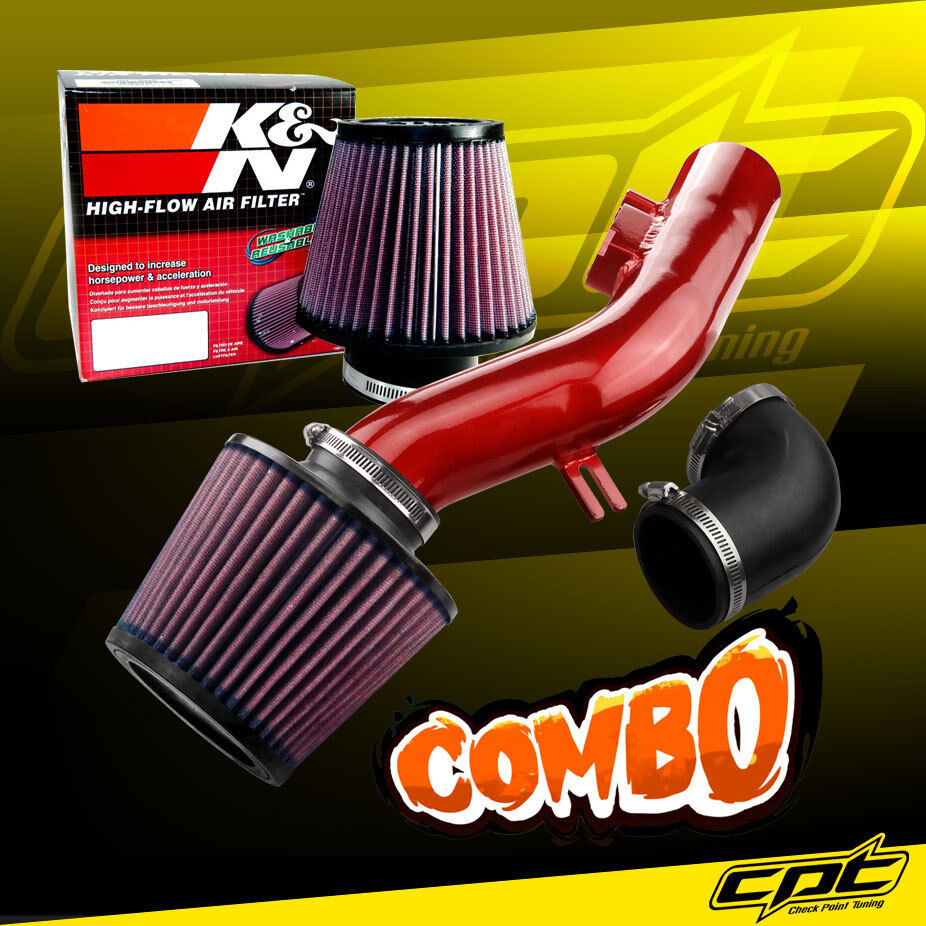 For 08-10 Pontiac G6 2.4L Without Air Pump Red Cold Air Intake + K&N Air Filter