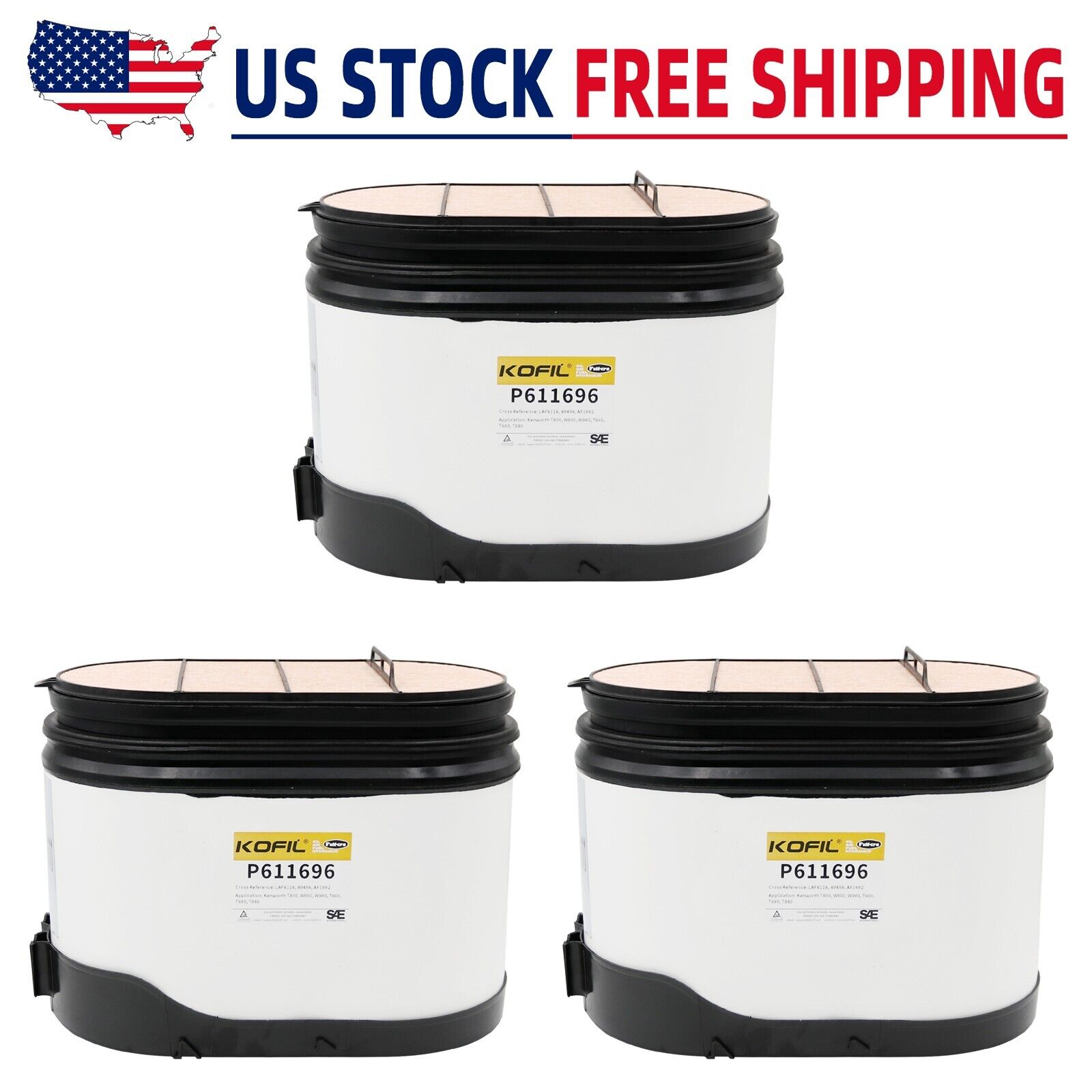 *(3Pack)*P611696 Air Filter Fit for Kenworth T400 T800 T660 T680 Filter LAF6116