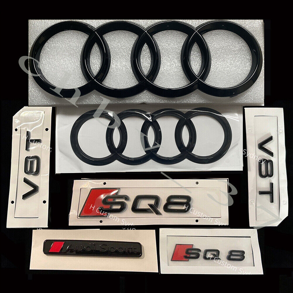 SQ8 Gloss Black Full Badges Package For Audi SQ8 Exclusive pack 7p