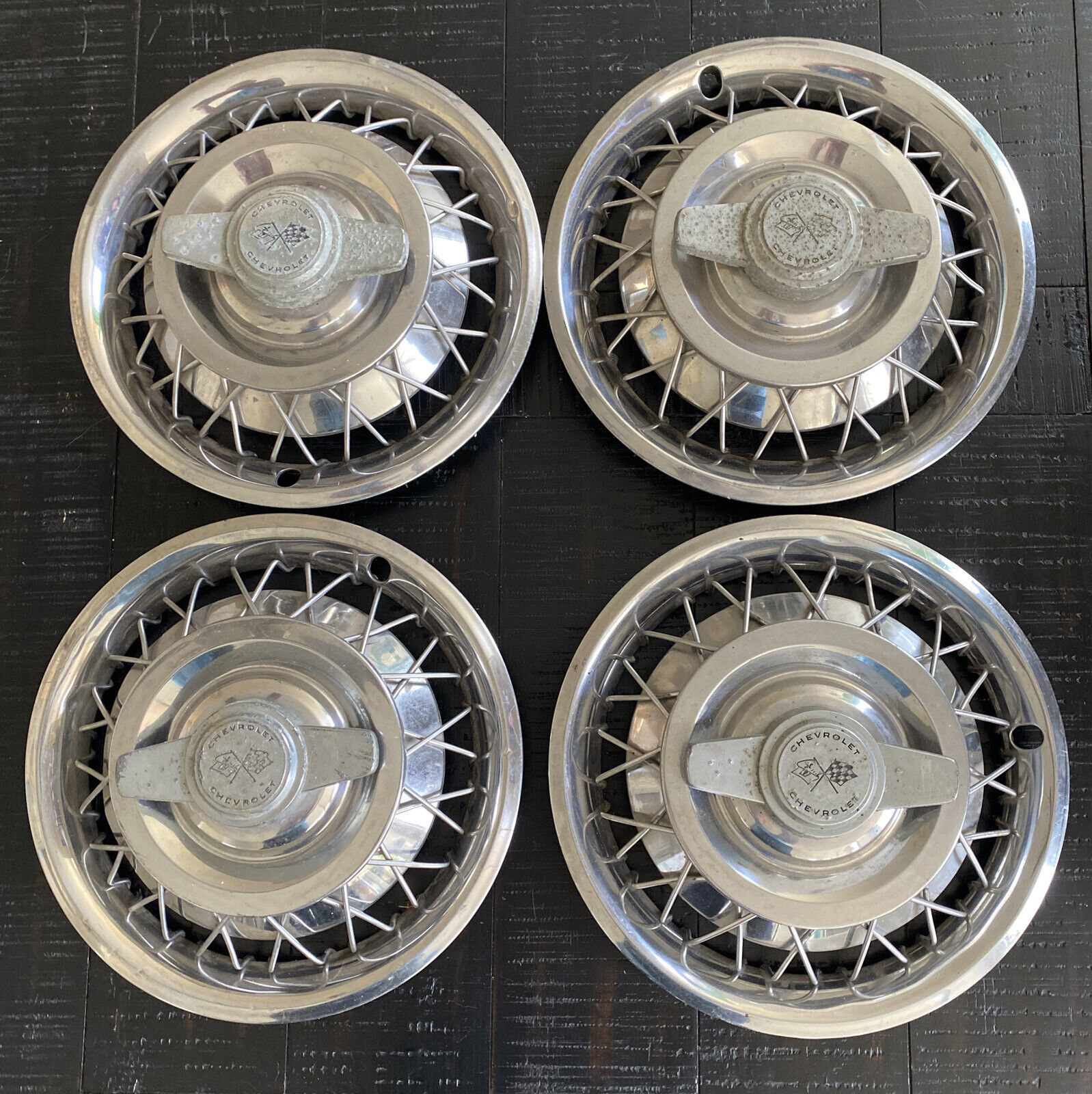 CHEVROLET CORVAIR 1964 1965 1966 14” HUBCAPS WHEEL COVERS CHEVY II SET OF 4 VTG