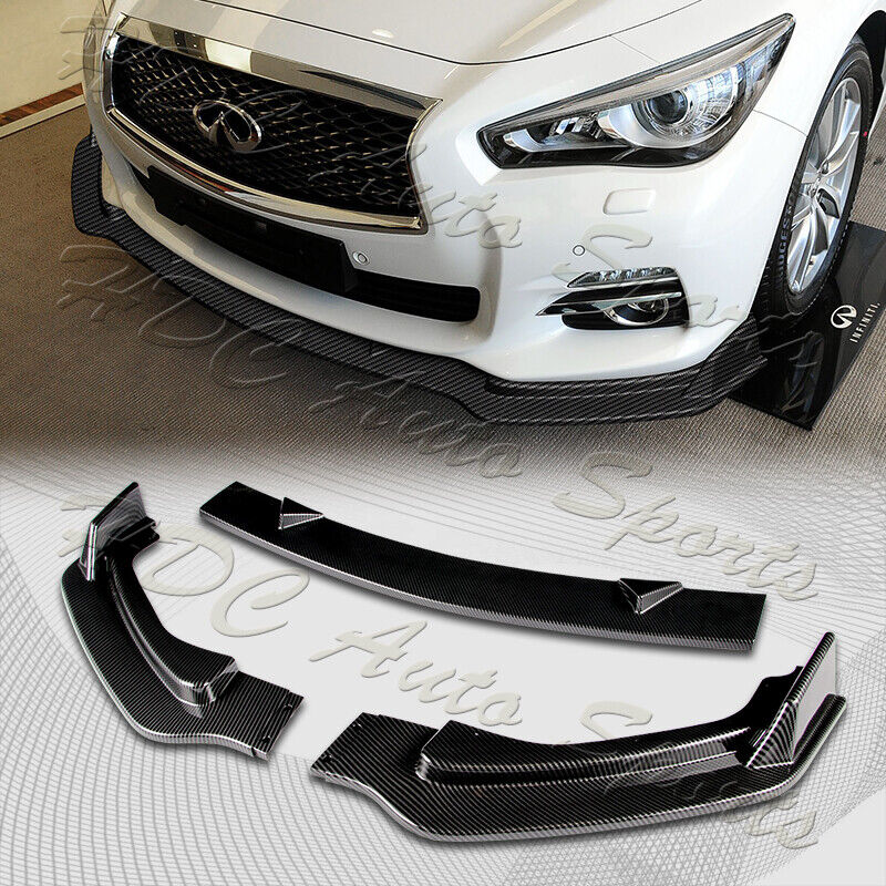 For 2014-2017 Infiniti Q50 Premium Carbon Look Front Bumper Body Kit Lip 3PCS