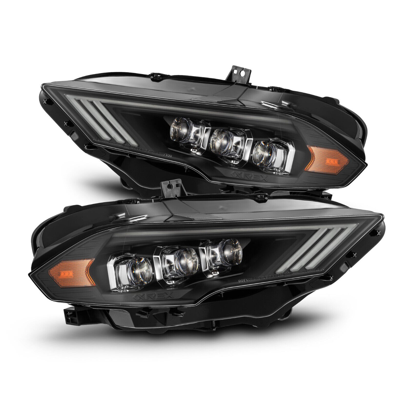 For 18-22 Ford Mustang Black Housing LED Projector Headlight Lamp AlphaRex NOVA