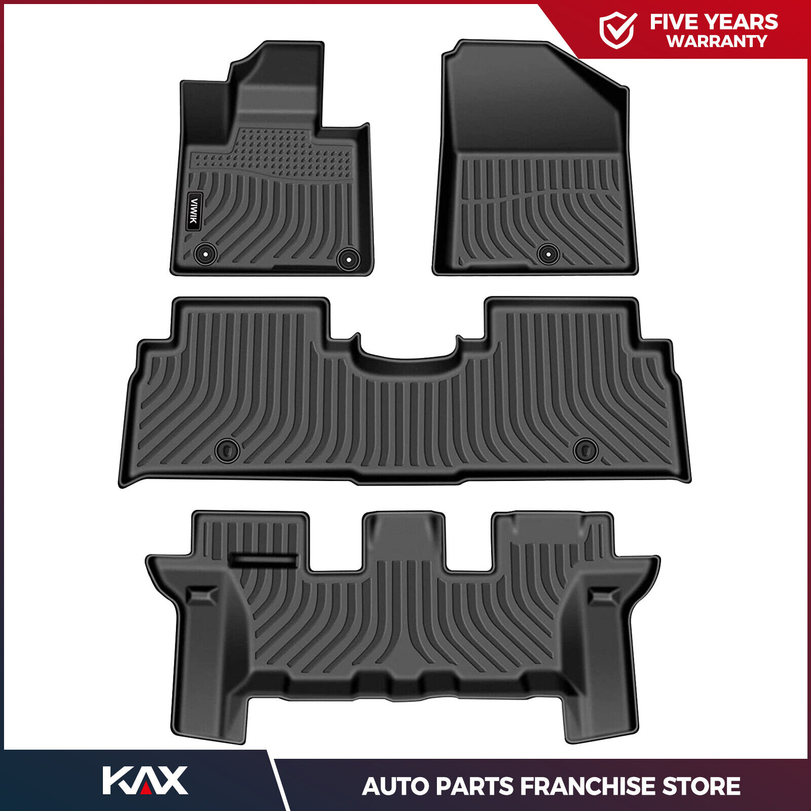 Car Floor Mats Liners For Kia Sorento 2016-2020 SUV TPE Rubber Black Replacement