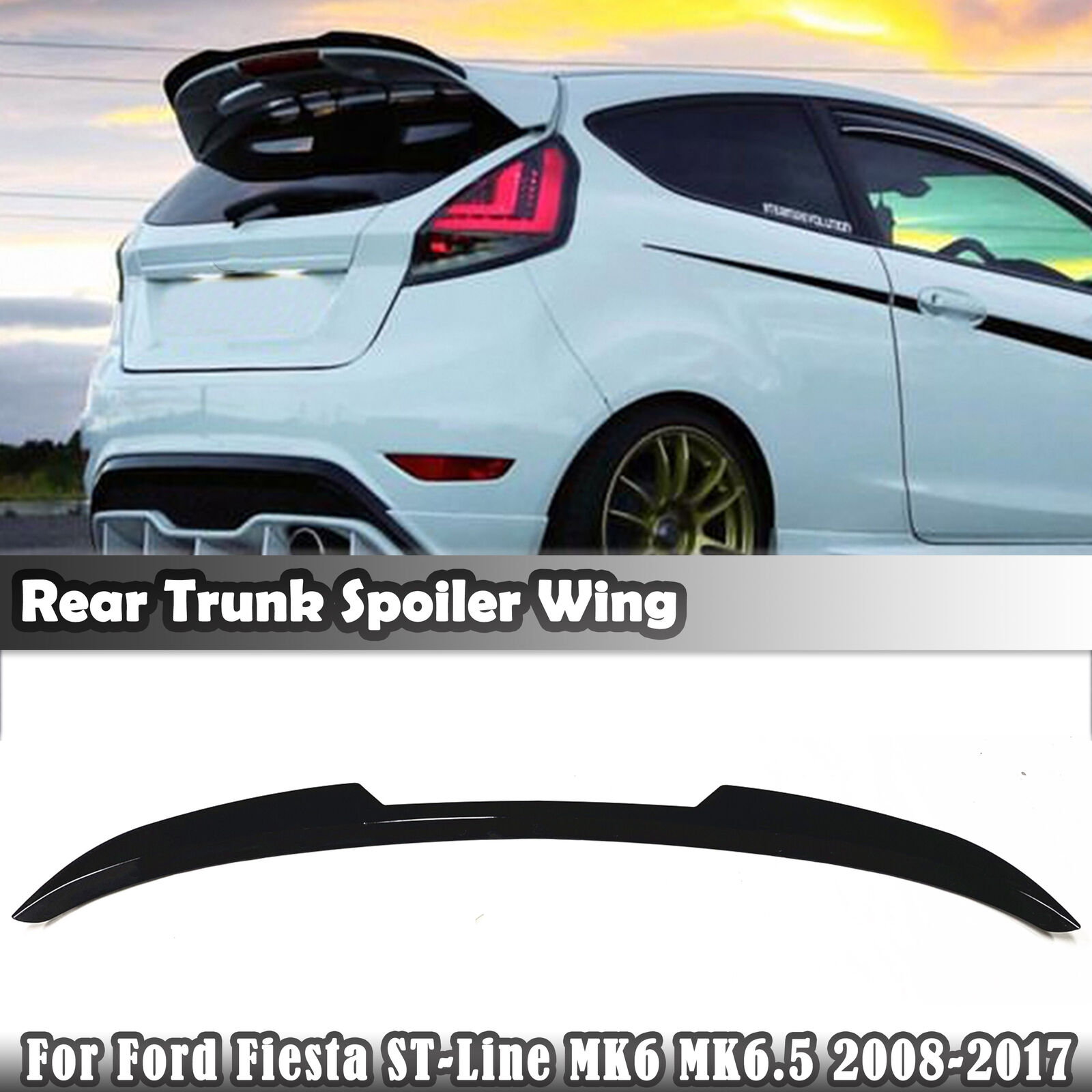 Rear Trunk Spoiler Wing For Ford Fiesta ST-Line MK6 MK6.5 2008.6-2017 2011 Black