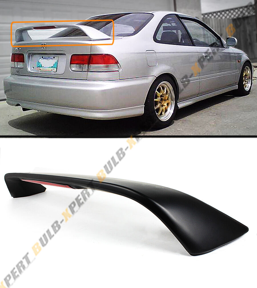 FOR 96-00 HONDA CIVIC 2DR COUPE 6TH Si BLK TRUNK SPOILER WING W/ LED BRAKE LIGHT