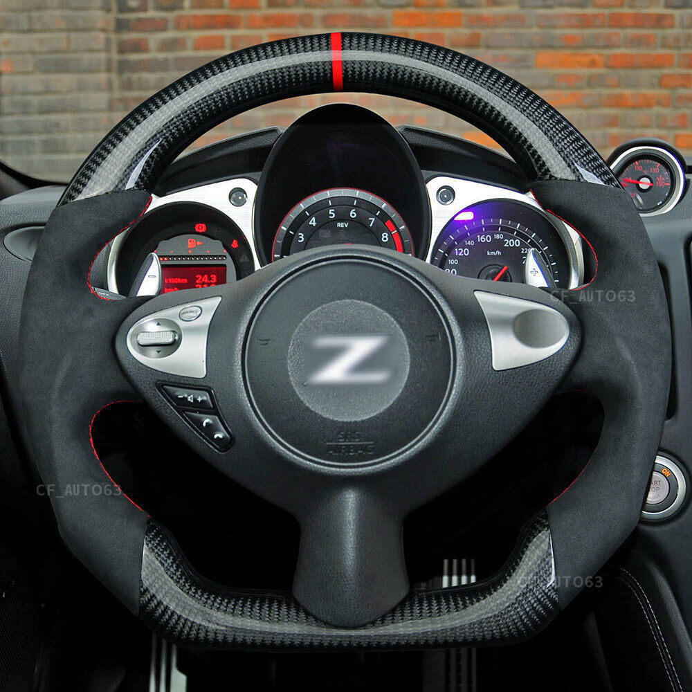 For 08-20 Nissan 370Z Z34 Carbon Fiber Alcantara Leather Steering Wheel