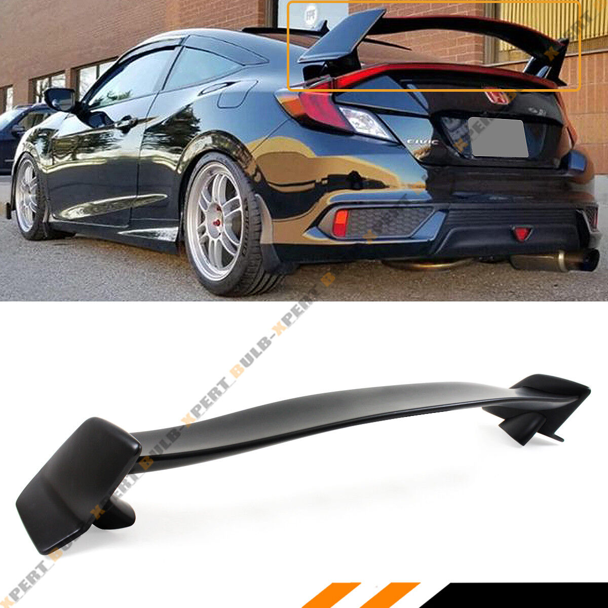 FOR 16-2021 10TH GEN HONDA CIVIC 2 DR COUPE CTR TYPE R STYLE TRUNK SPOILER WING
