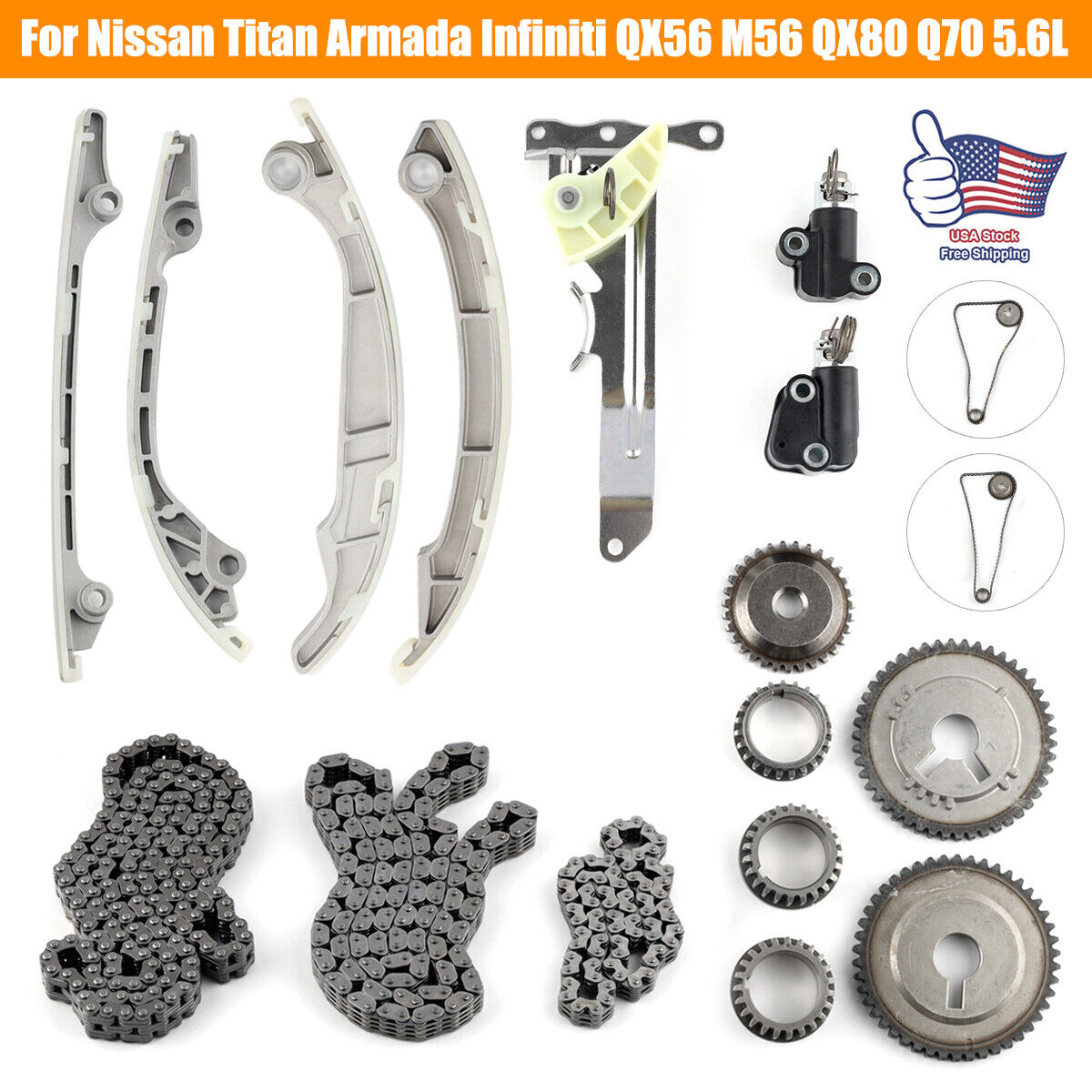 Timing Chain Kit Oil Pump For Nissan Titan Armada Infiniti 5.6L M56 QX56  QX80_