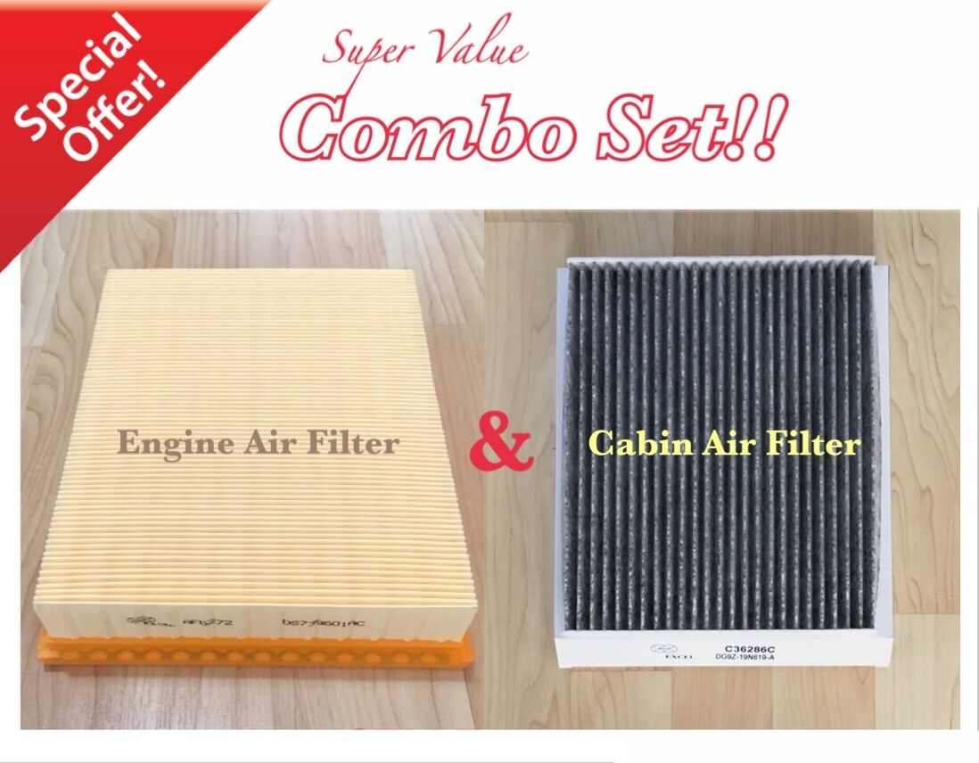 CARBONIZED CABIN + ENGINE AIR FILTER FOR FORD EDGE Fusion MKZ MKX Continental 