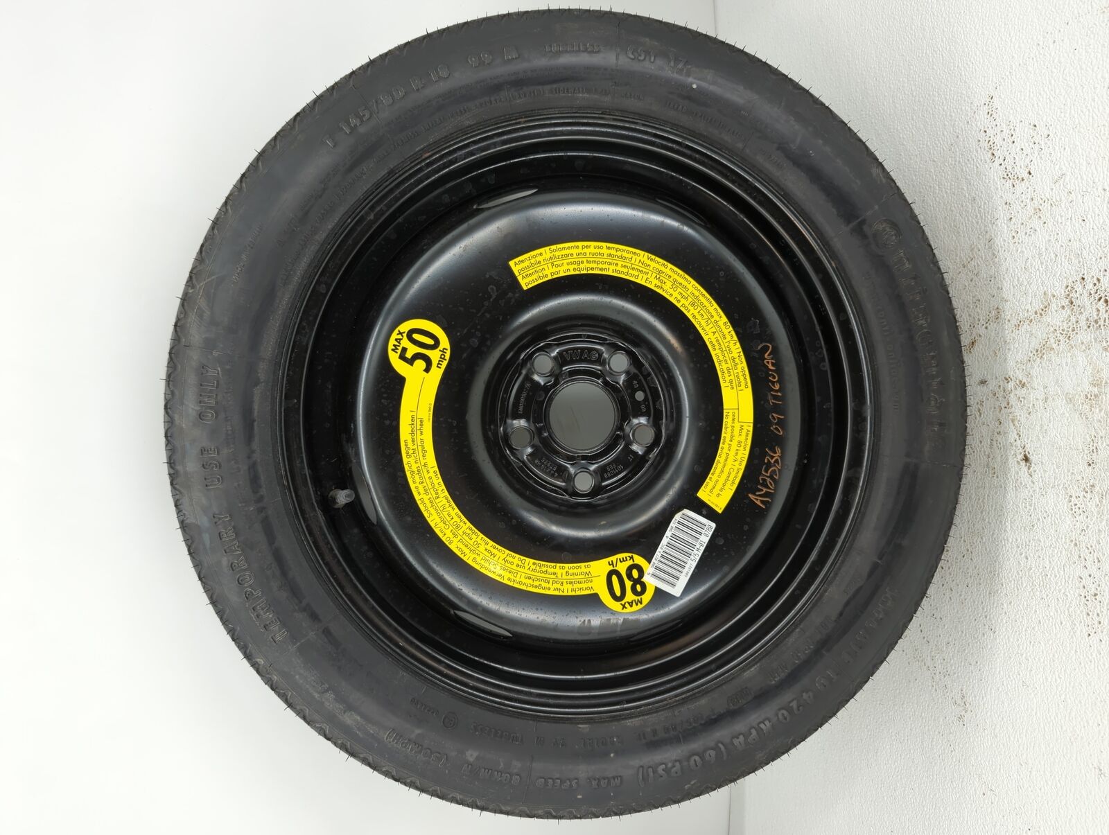 2009-2017 Volkswagen Tiguan Spare Donut Tire Wheel Rim Oem ZLPDW