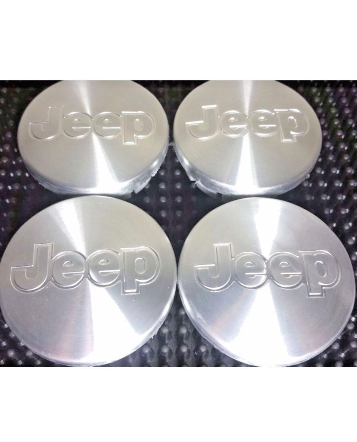 4 Pcs, Jeep Hubcaps Wheel Center Aluminum Logo Liberty Wrangler 55mm