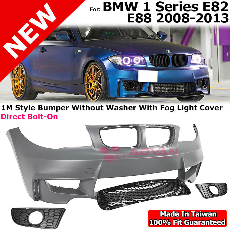 1M Style Front Bumper Fog Covers For BMW 1 Series 2008-2013 E82 E88 128i 135i