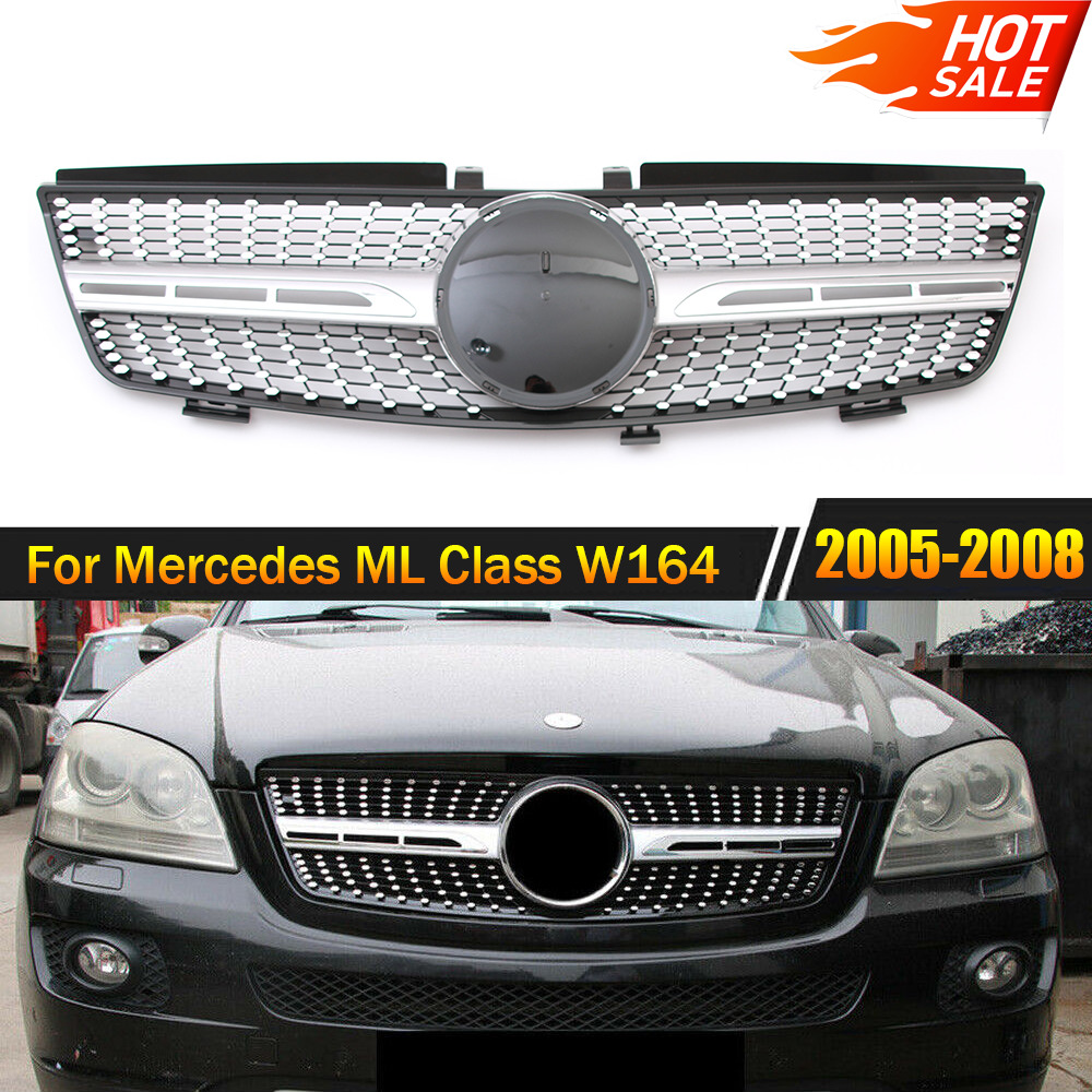 Dia-mond Front Grill Grille For Mercedes Benz ML Class W164 2005-08 ML350 ML500