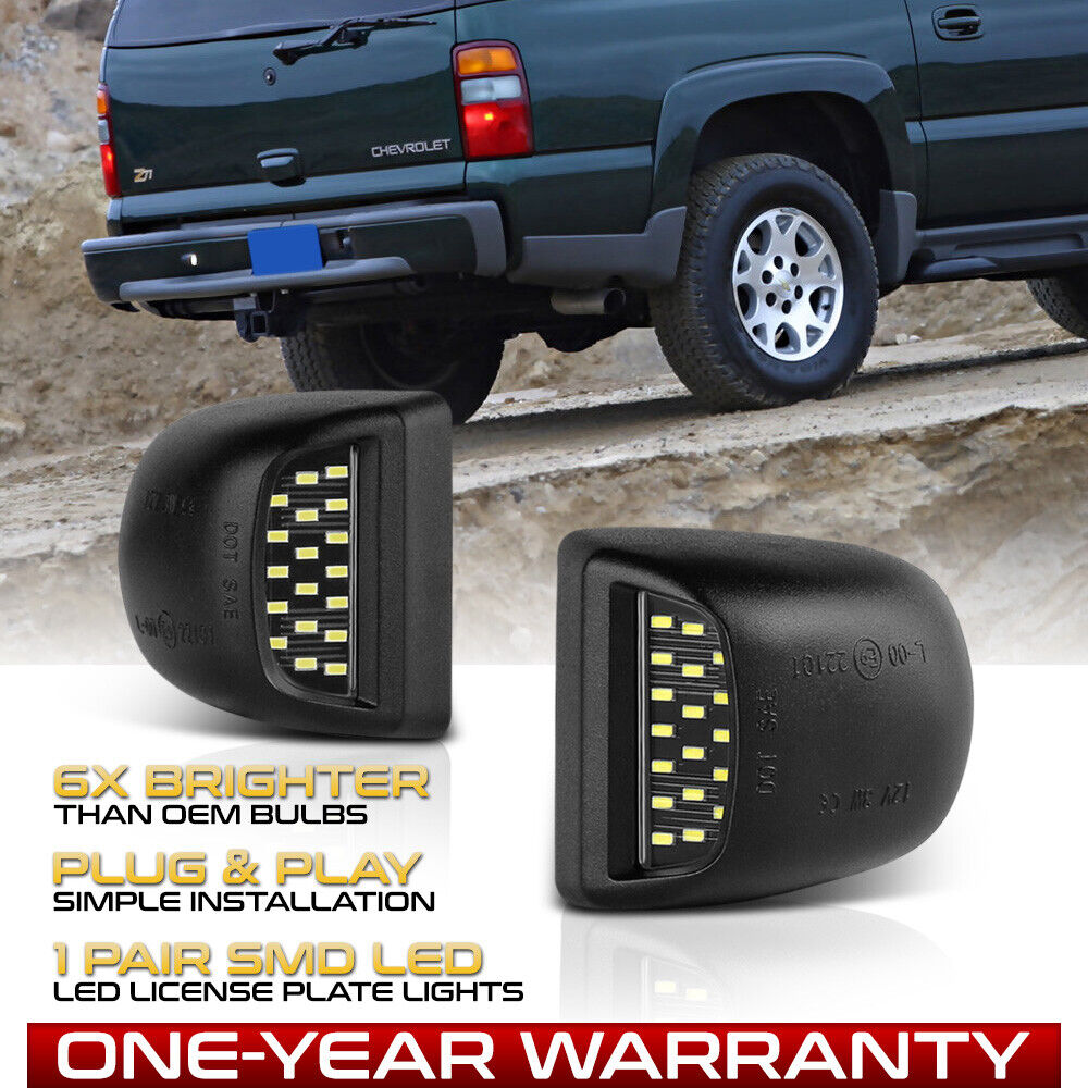 For 00-06 Chevy Tahoe Suburban GMC Yukon XL LED License Plate Light Lamp Pair