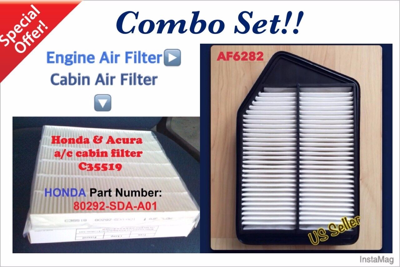 For Honda Accord 2013-17 2.4L & Acura TLX 13-17 2.4L Cabin & Engine Air Filter
