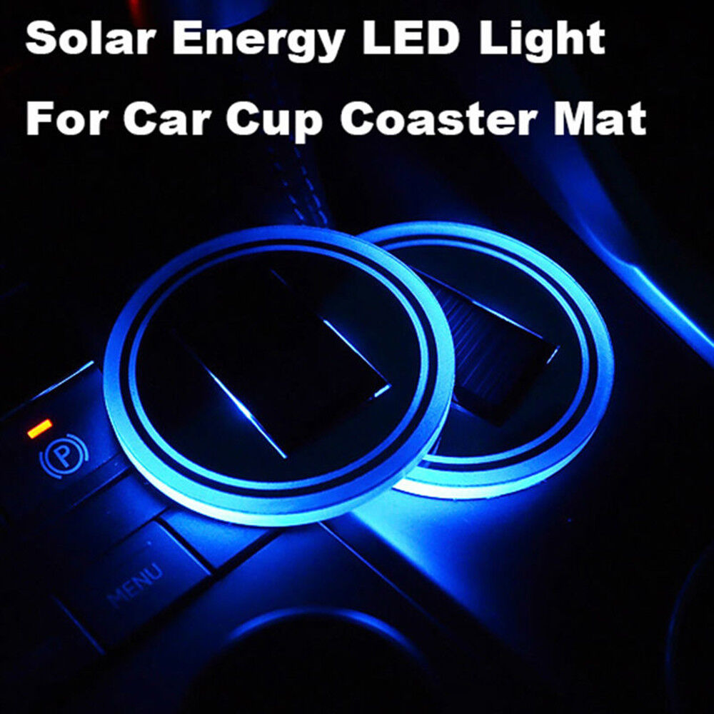 Solar Cup Pad Car accessories LED Light Cover Interior Decoration Lights PO1