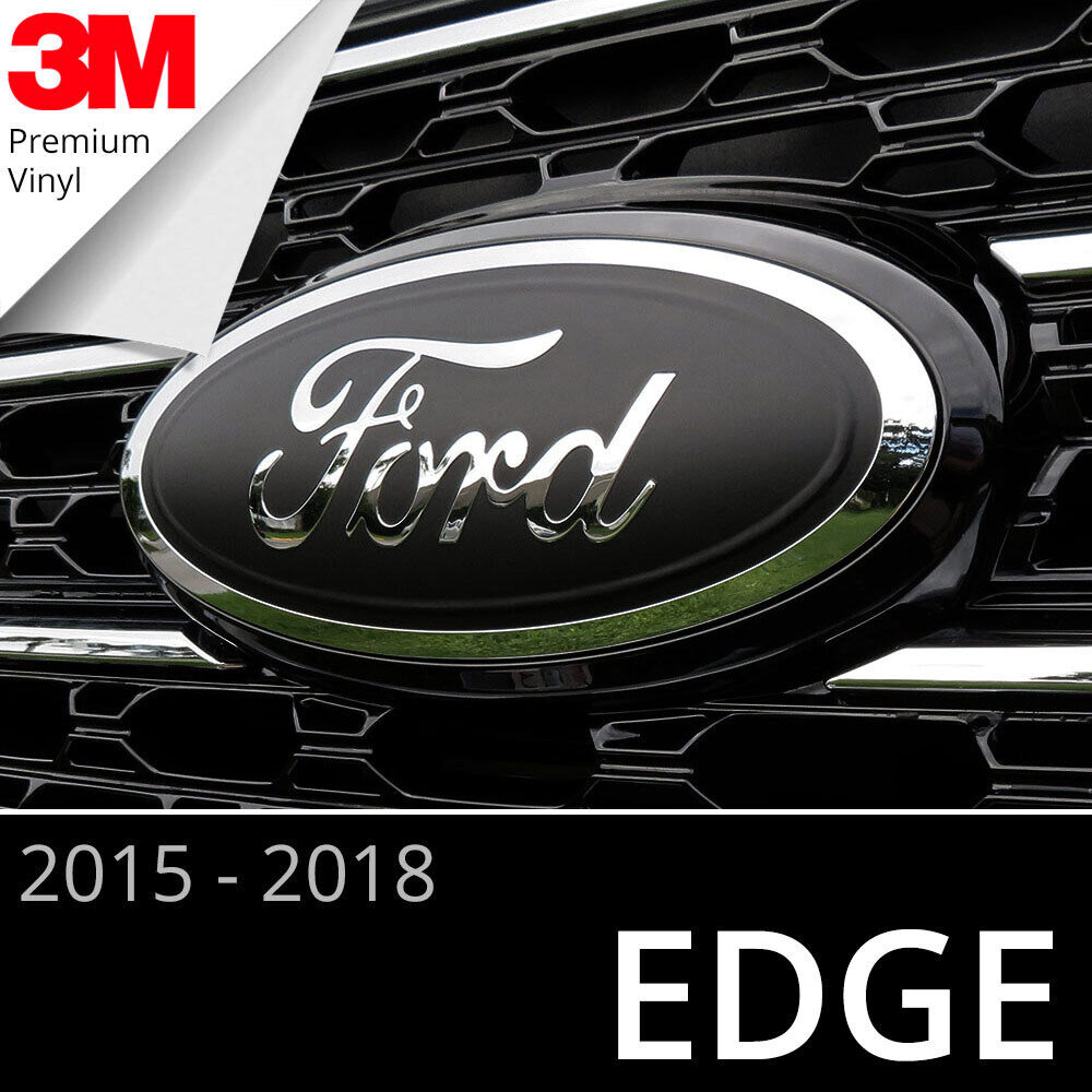 2015-2018 Ford Edge Logo Emblem Insert Overlay Decals - Matte Black (Set of 2)