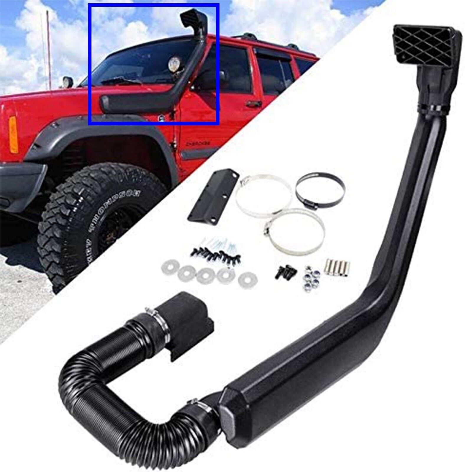 For 1984-2001 Jeep Cherokee XJ Cold-Air Intake Snorkel Kit Rolling Head OffRoad