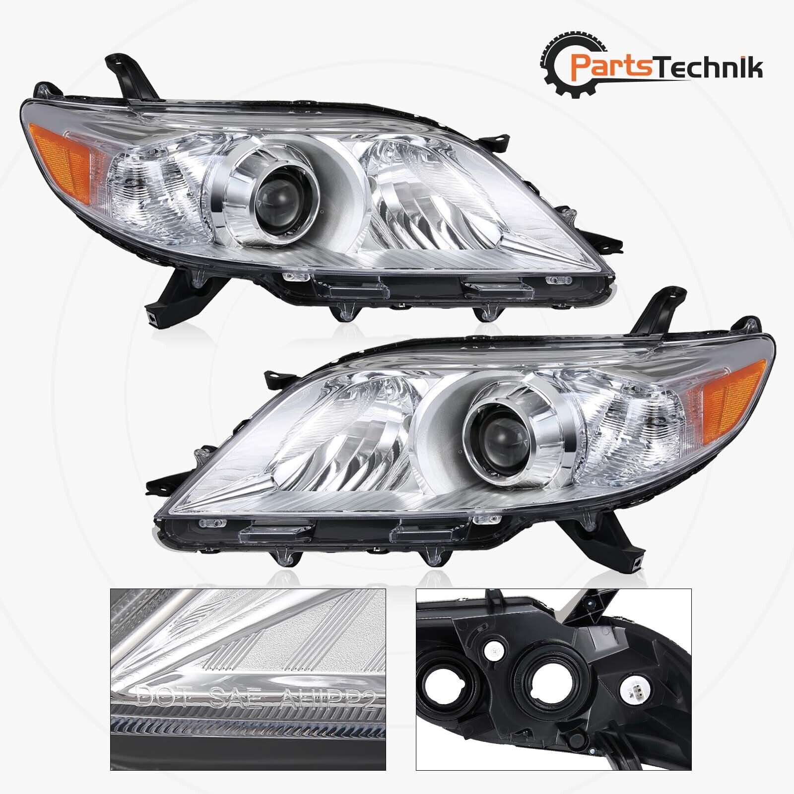 For 2011-2020 Toyota Sienna Halogen Amber Projector Headlights Lamps Left+Right