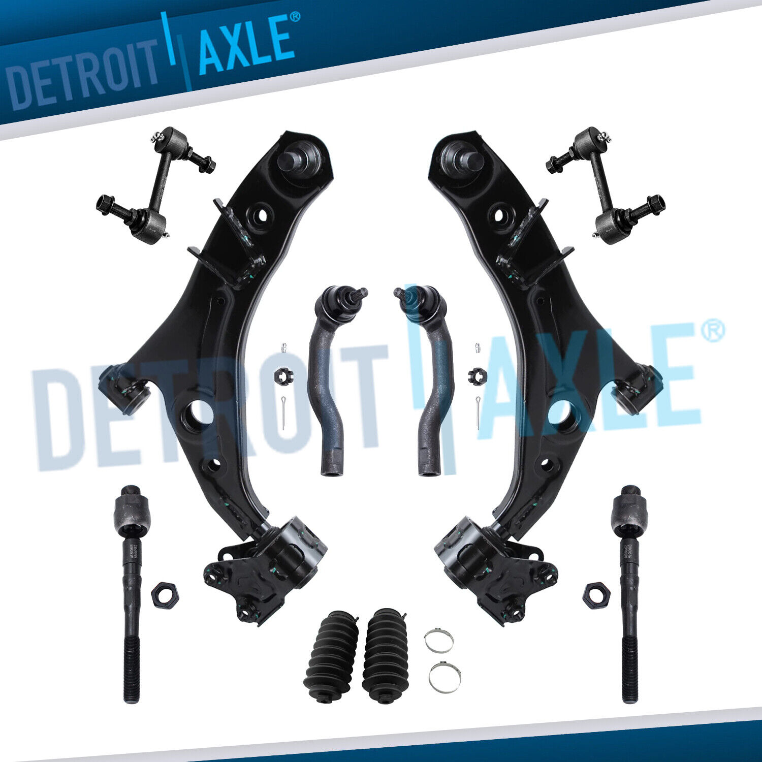 10pc Front Lower Control Arms Tierods Sway Bar Links for 2007-2014 Ford Edge MKX